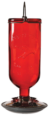 Perky-Pet 8109-2 Bird Feeder, 16 oz, 4-Port/Perch, Glass/Metal, Red, 10.6 in H